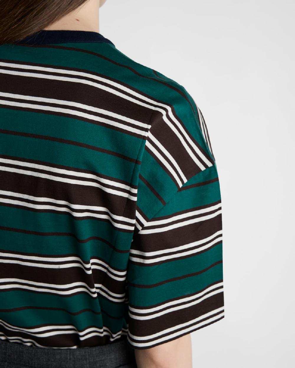 Prada Camiseta De Algodón De Hilo De Escocia A Rayas