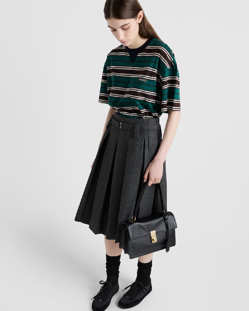 Prada Camiseta De Algodón De Hilo De Escocia A Rayas