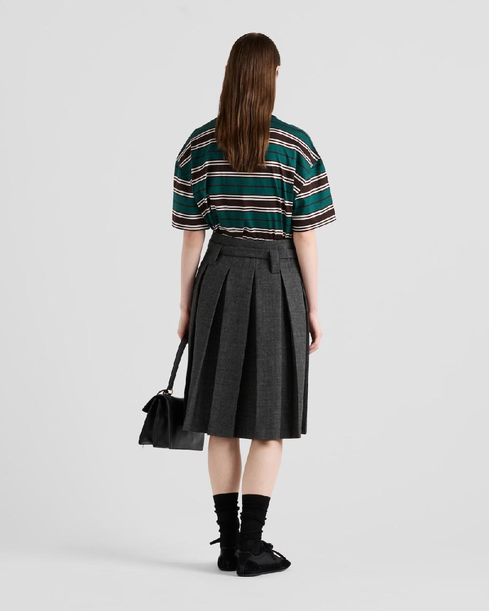 Prada Camiseta De Algodón De Hilo De Escocia A Rayas