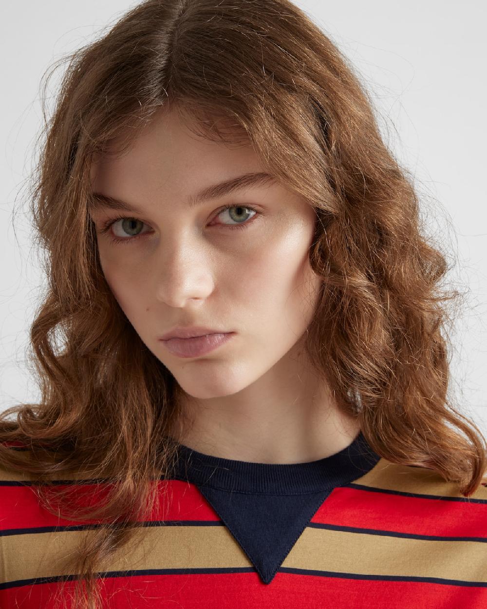 Prada Camiseta De Manga Larga De Algodón De Hilo De Escocia A Rayas