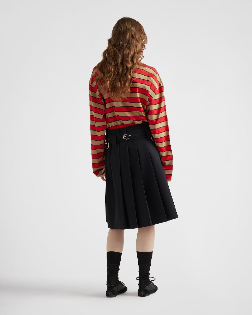 Prada Camiseta De Manga Larga De Algodón De Hilo De Escocia A Rayas