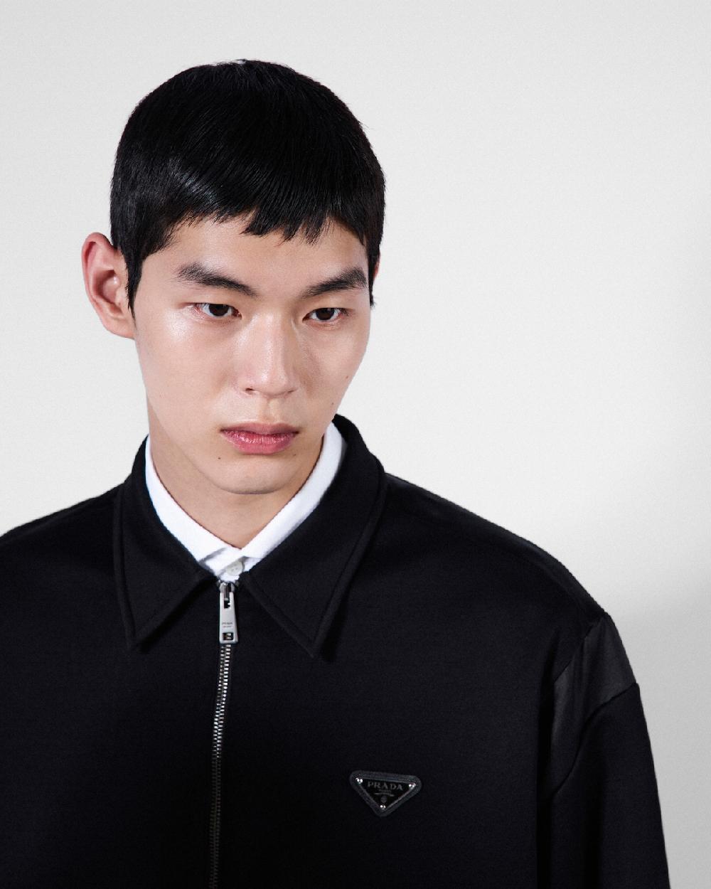 Prada Cárdigan De Felpa Técnica Con Detalles De Duchesse