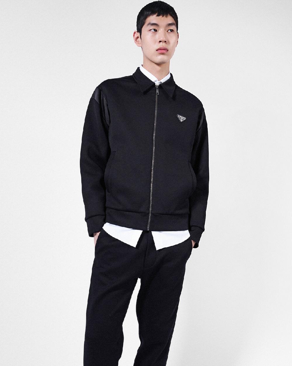 Prada Cárdigan De Felpa Técnica Con Detalles De Duchesse