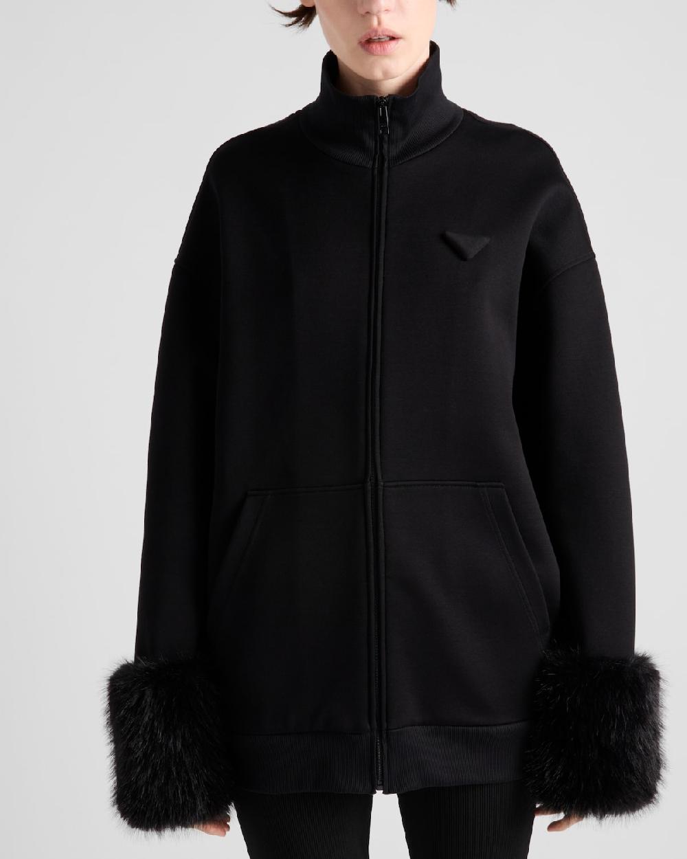 Prada Cazadora De Tejido Doble De Vellón Con Cuello Alto