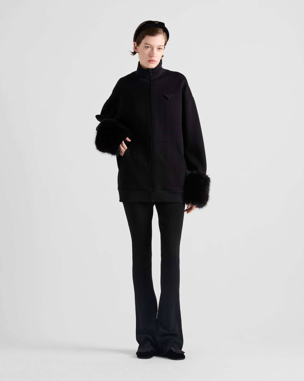 Prada Cazadora de tejido doble de vellón con cuello alto