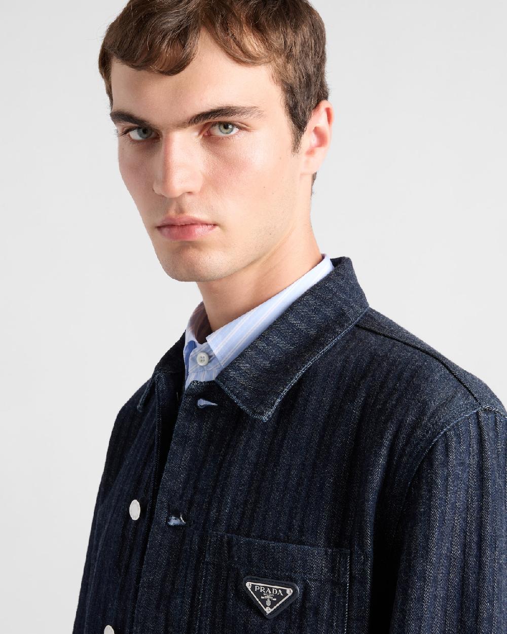 Prada Cazadora Estilo Sobrecamisa De Tejido Vaquero En Chevrón