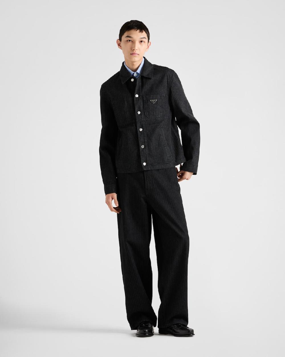 Prada Cazadora estilo sobrecamisa de tejido vaquero en chevrón