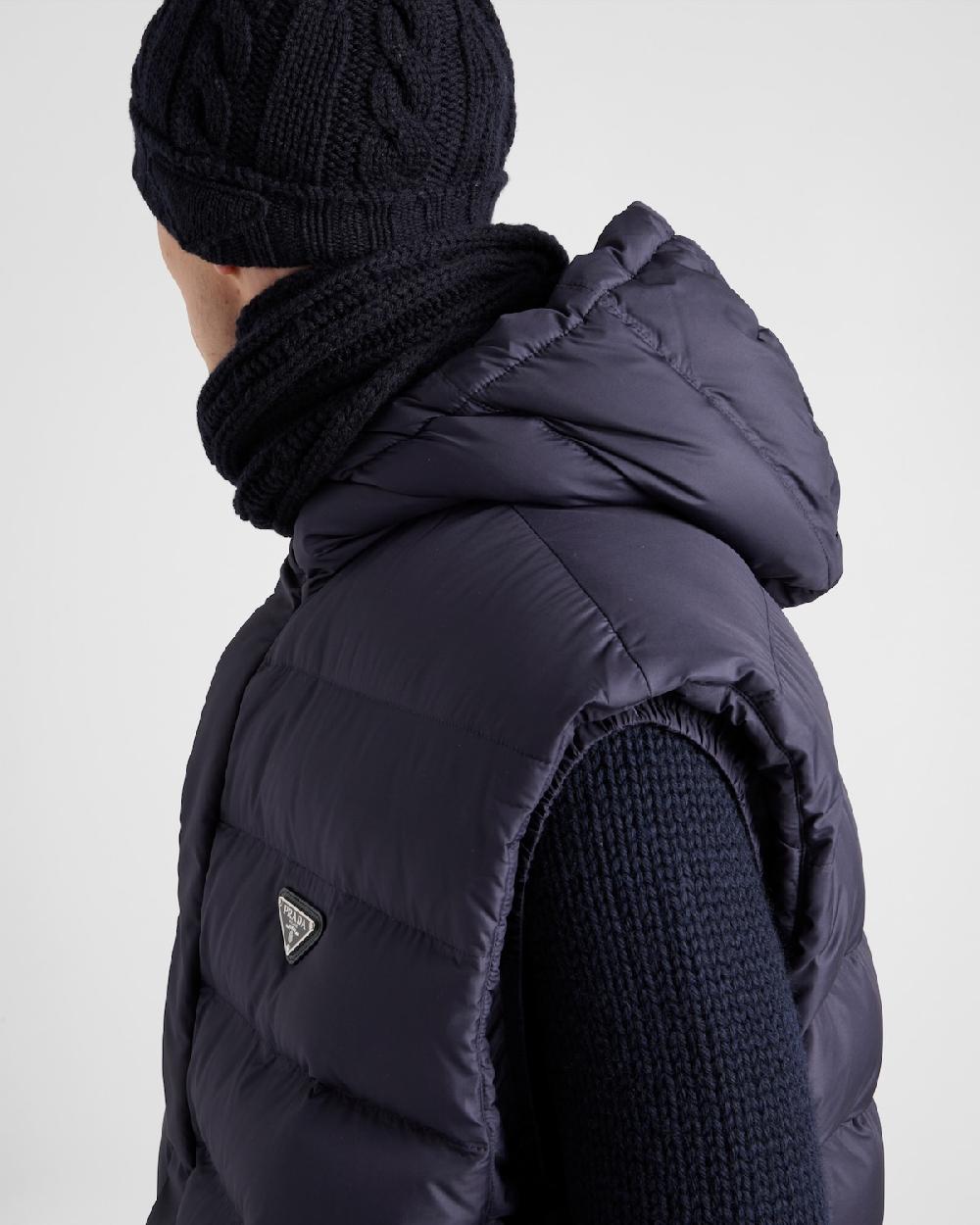 Prada Chaleco Con Capucha De Tejido Técnico Con Plumón