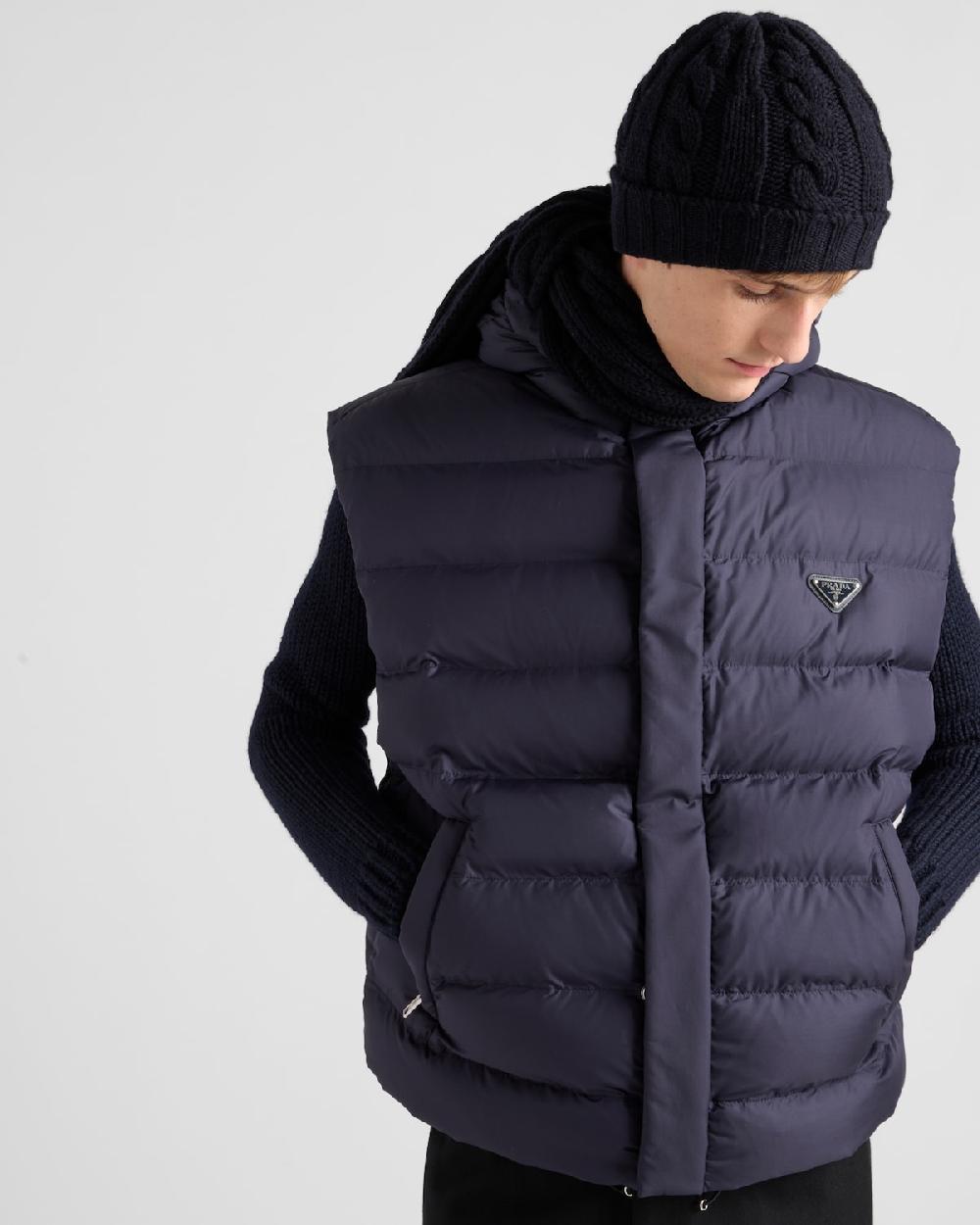 Prada Chaleco Con Capucha De Tejido Técnico Con Plumón