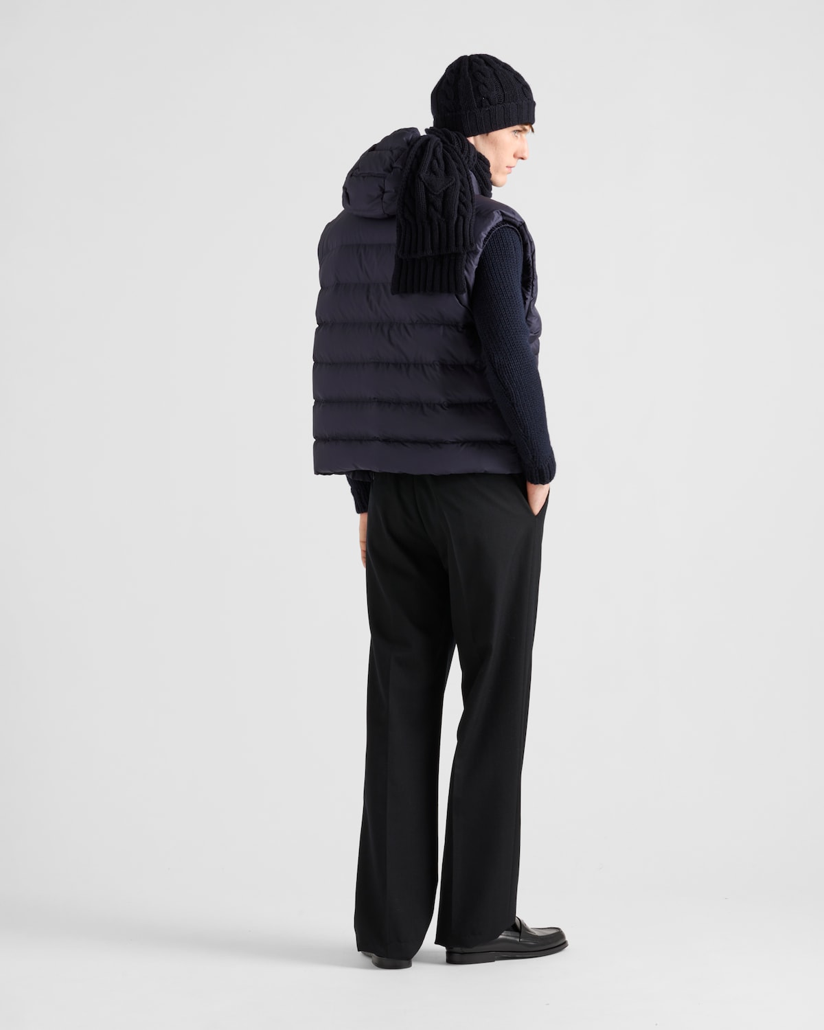 Prada Chaleco Con Capucha De Tejido Técnico Con Plumón