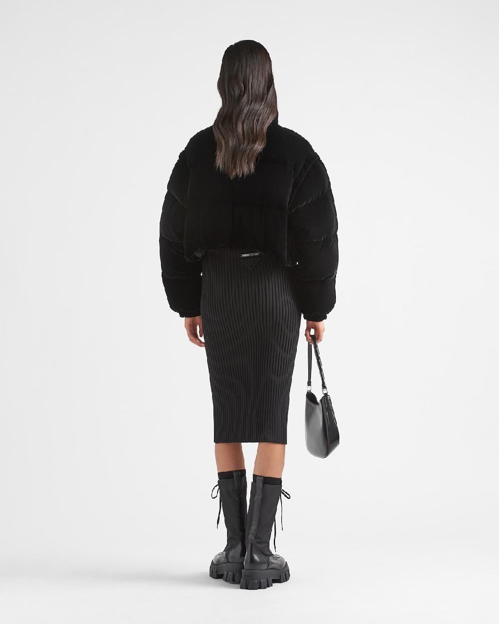 Prada Chaqueta Corta Convertible De Plumón Y Terciopelo