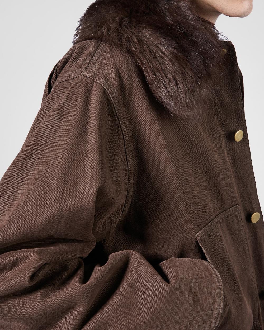 Prada Chaqueta De Algodón Con Cuello De borreguillo