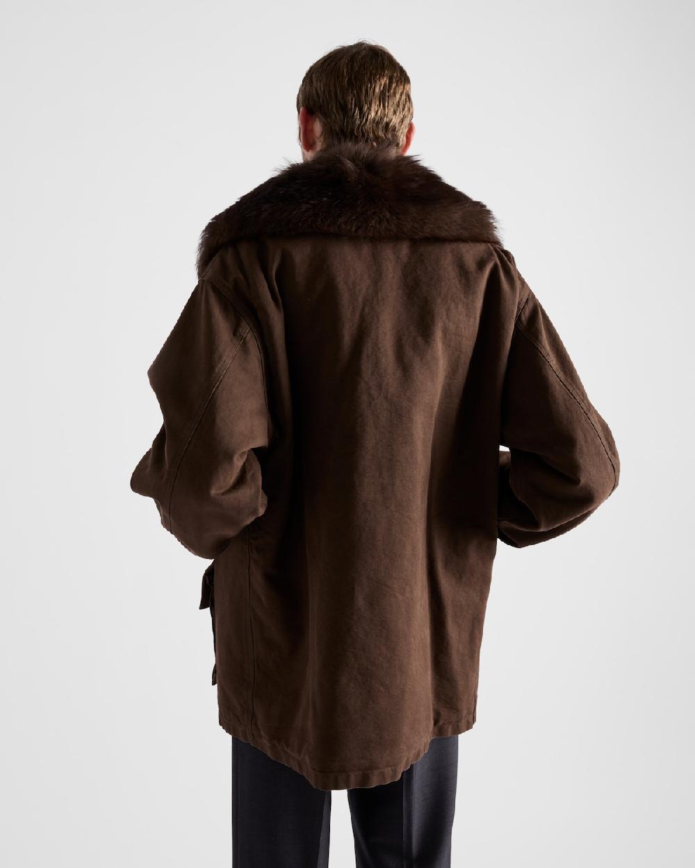 Prada Chaqueta De Algodón Con Cuello De borreguillo