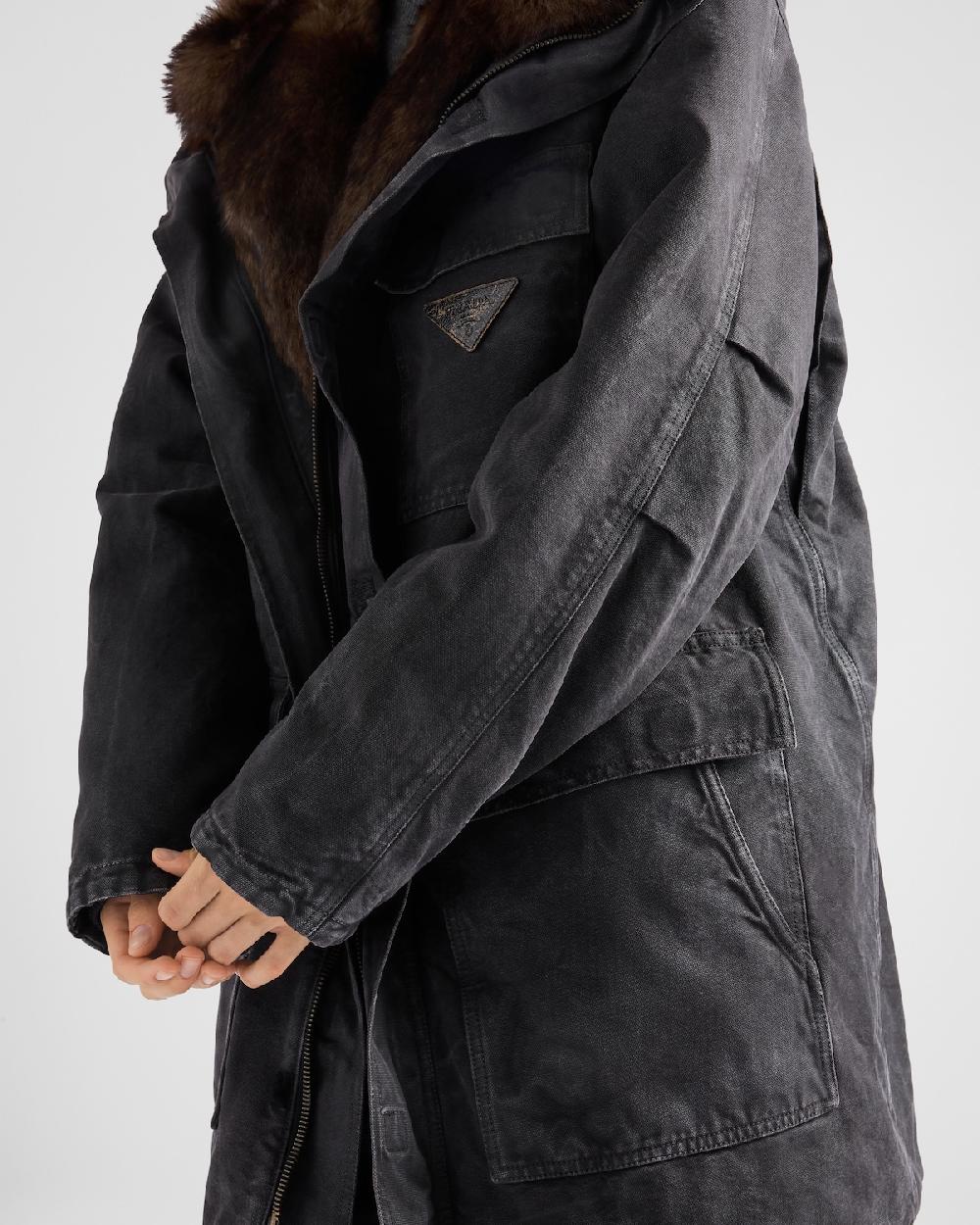 Prada Chaqueta De Algodón Con Cuello De borreguillo