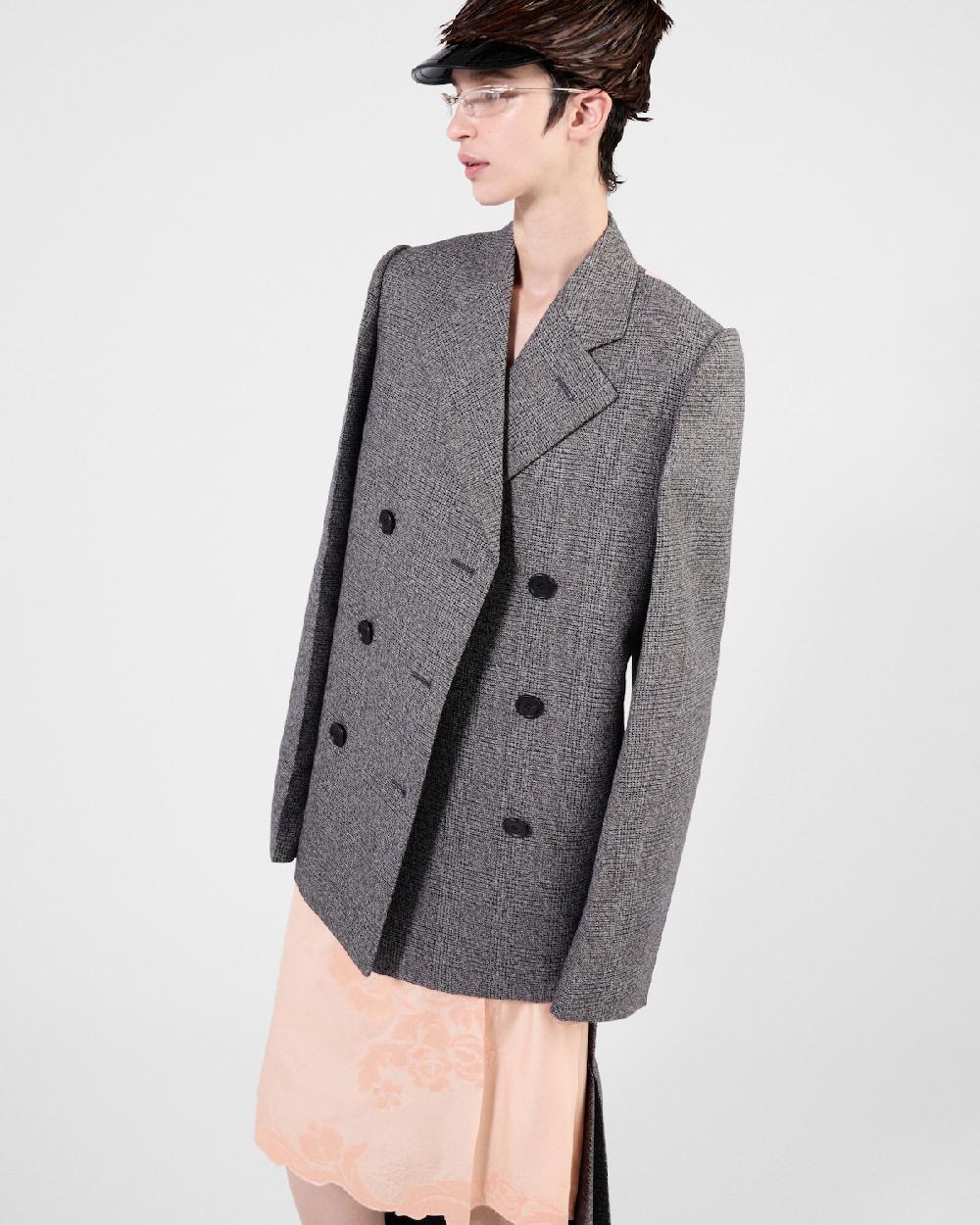 Prada Chaqueta De Botonadura Doble A Cuadros Príncipe De Gales