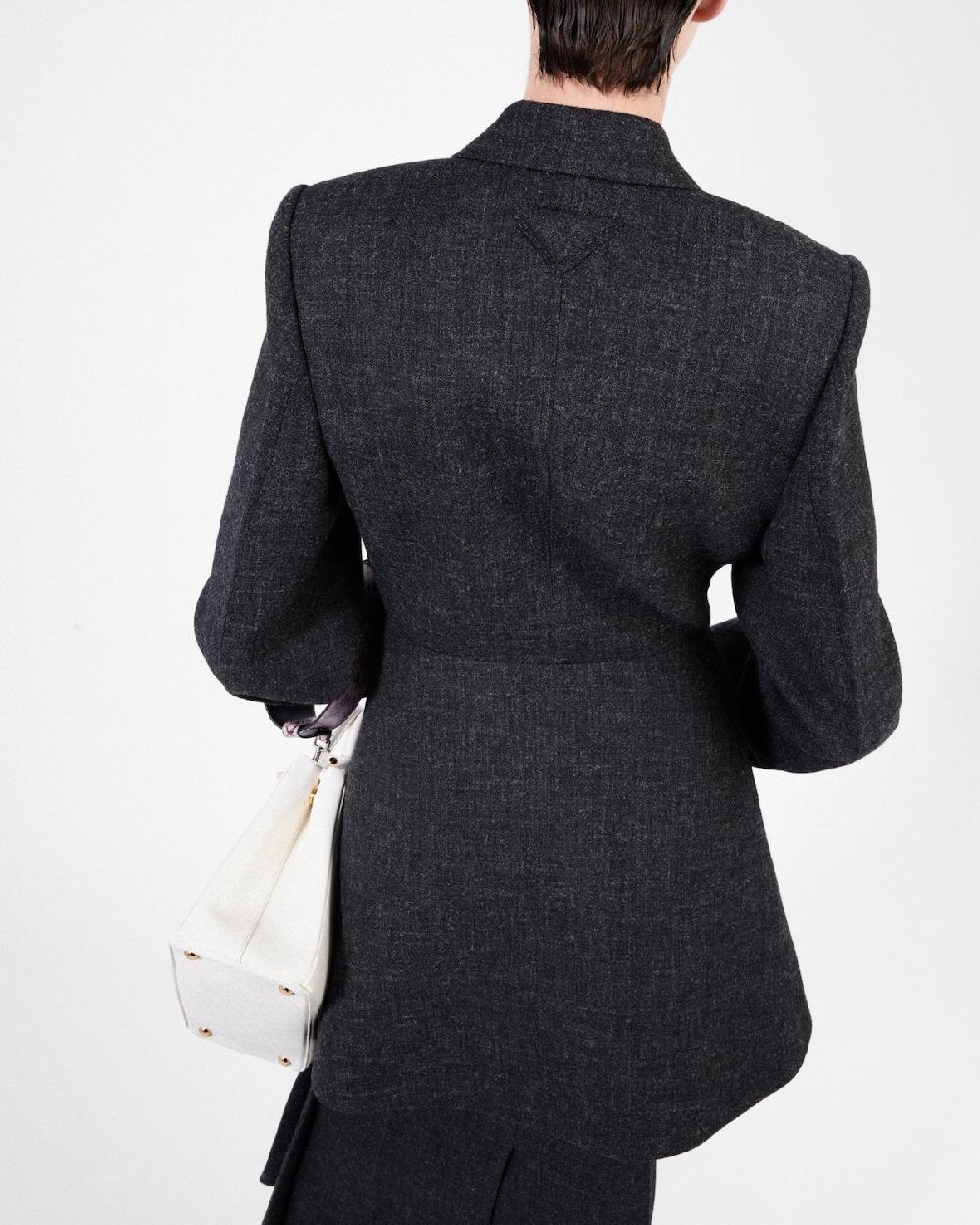 Prada Chaqueta De Botonadura Doble Con Pespuntes Texturizados Y Efecto Vintage