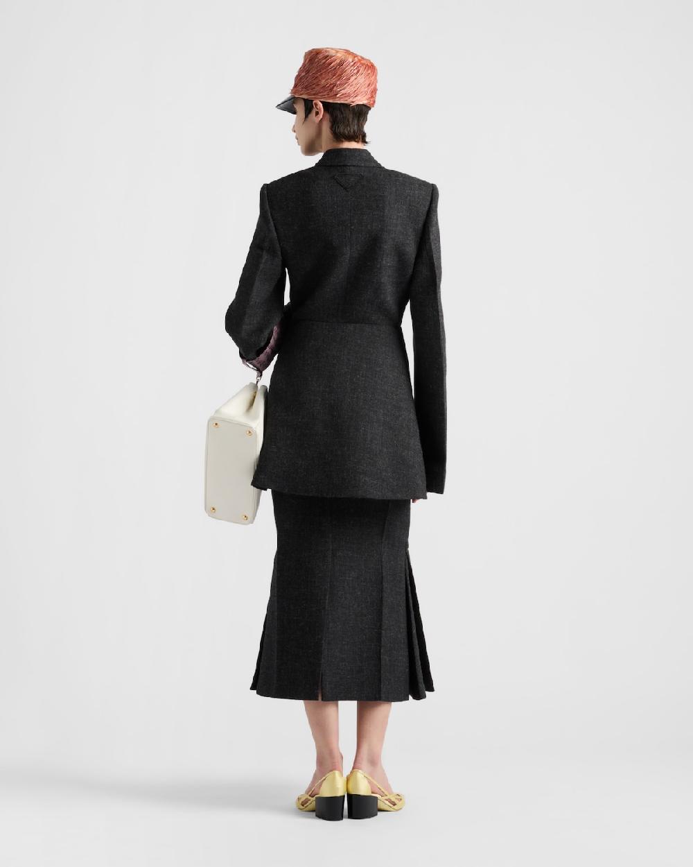 Prada Chaqueta De Botonadura Doble Con Pespuntes Texturizados Y Efecto Vintage