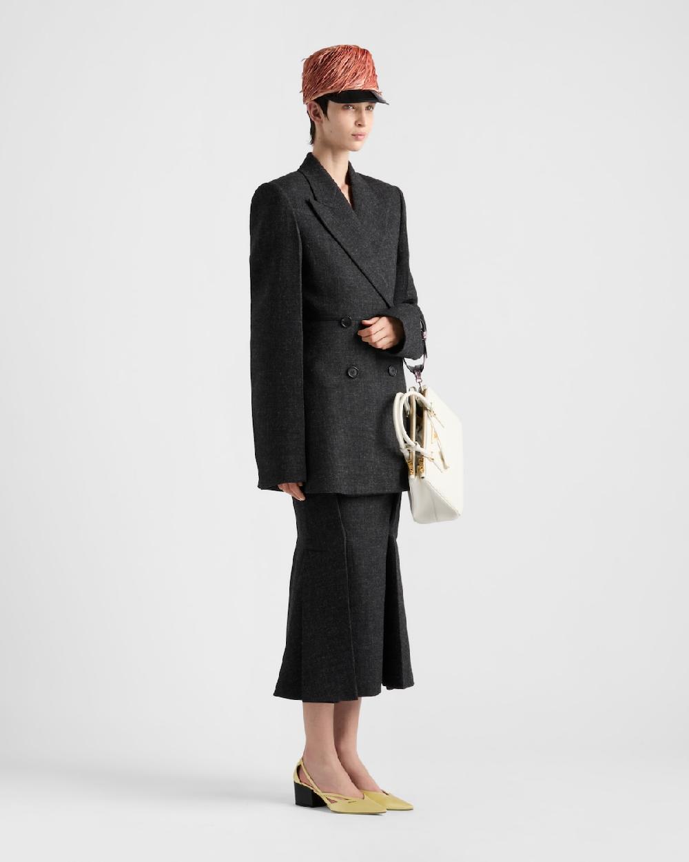 Prada Chaqueta de botonadura doble con pespuntes texturizados y efecto vintage