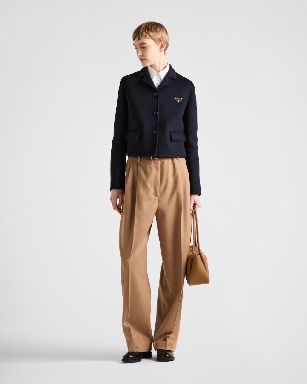 Prada Chaqueta de botonadura simple de cashgora bordada