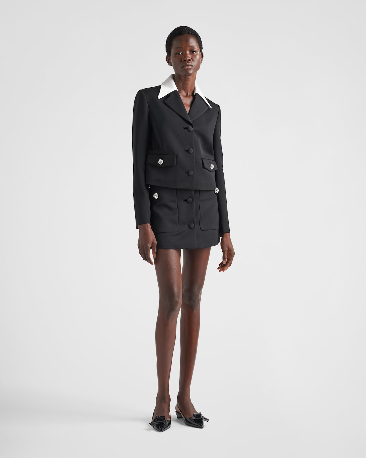 Prada Chaqueta de botonadura simple de lana y satén