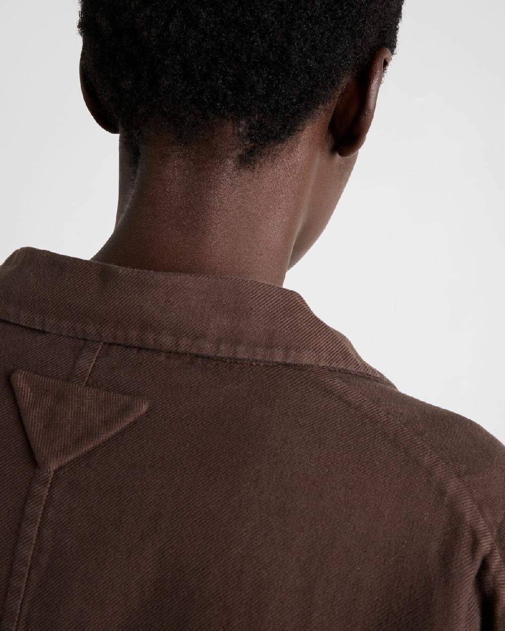 Prada Chaqueta De Botonadura Simple En Algodón Doble Envejecido