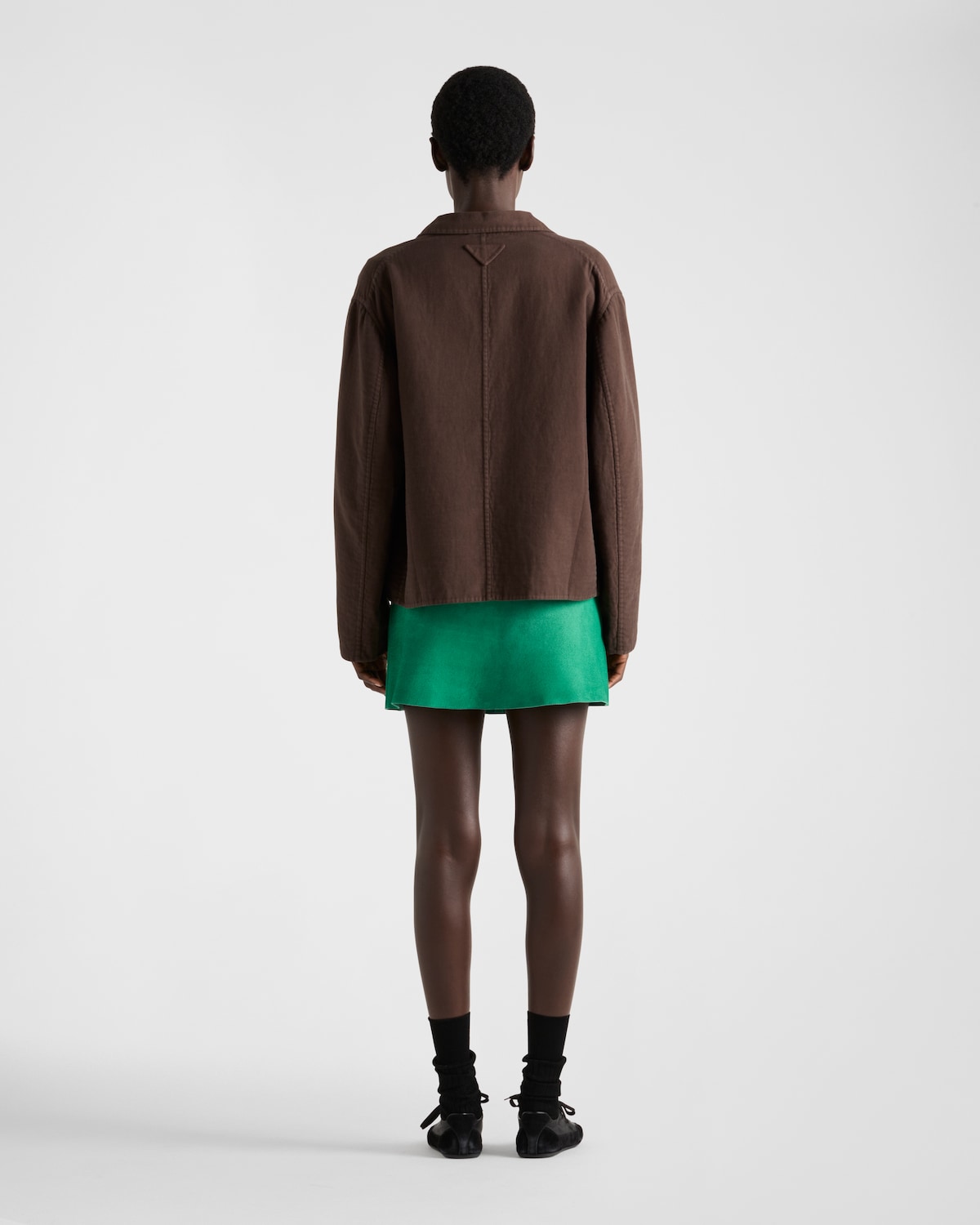 Prada Chaqueta De Botonadura Simple En Algodón Doble Envejecido