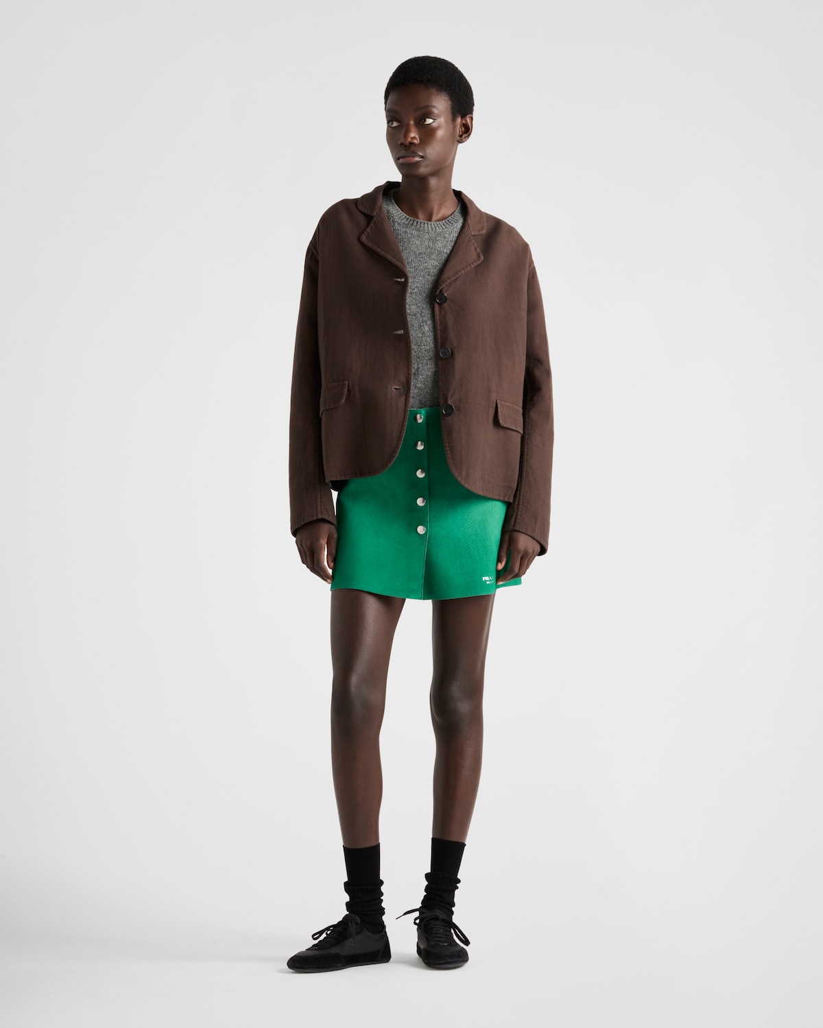 Prada Chaqueta de botonadura simple en algodón doble envejecido