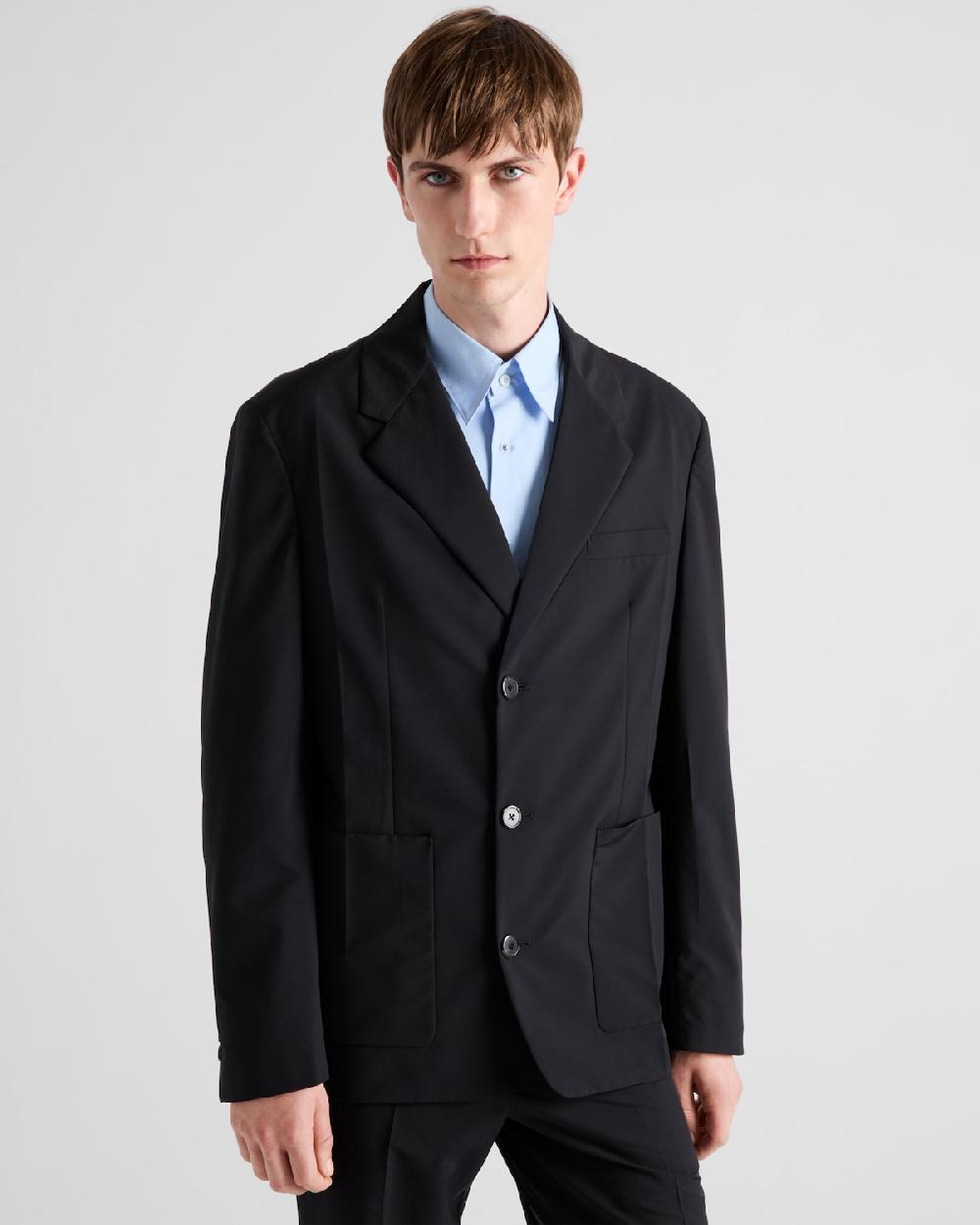 Prada Chaqueta De Botonadura Simple En Mezcla De Lana