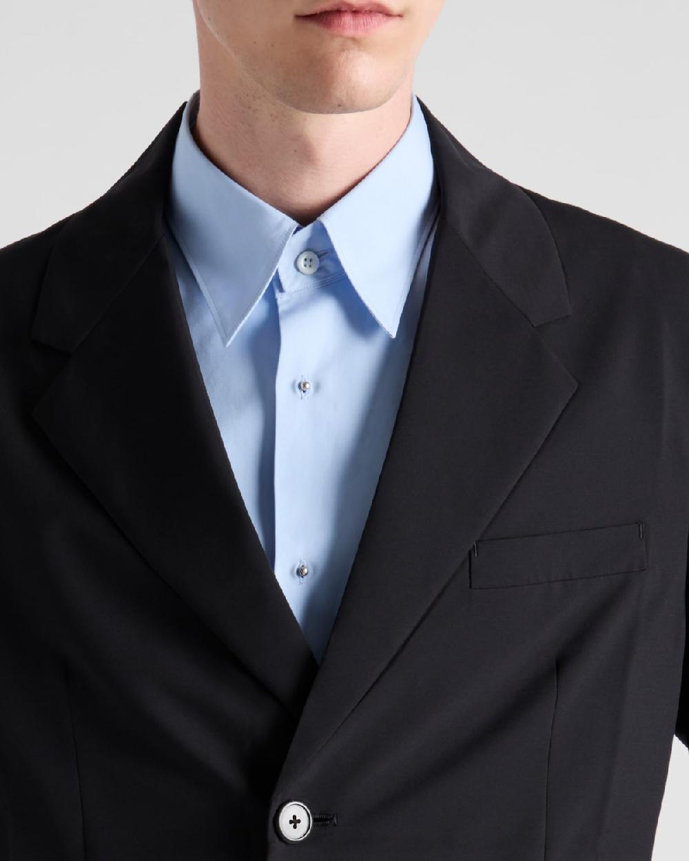 Prada Chaqueta De Botonadura Simple En Mezcla De Lana