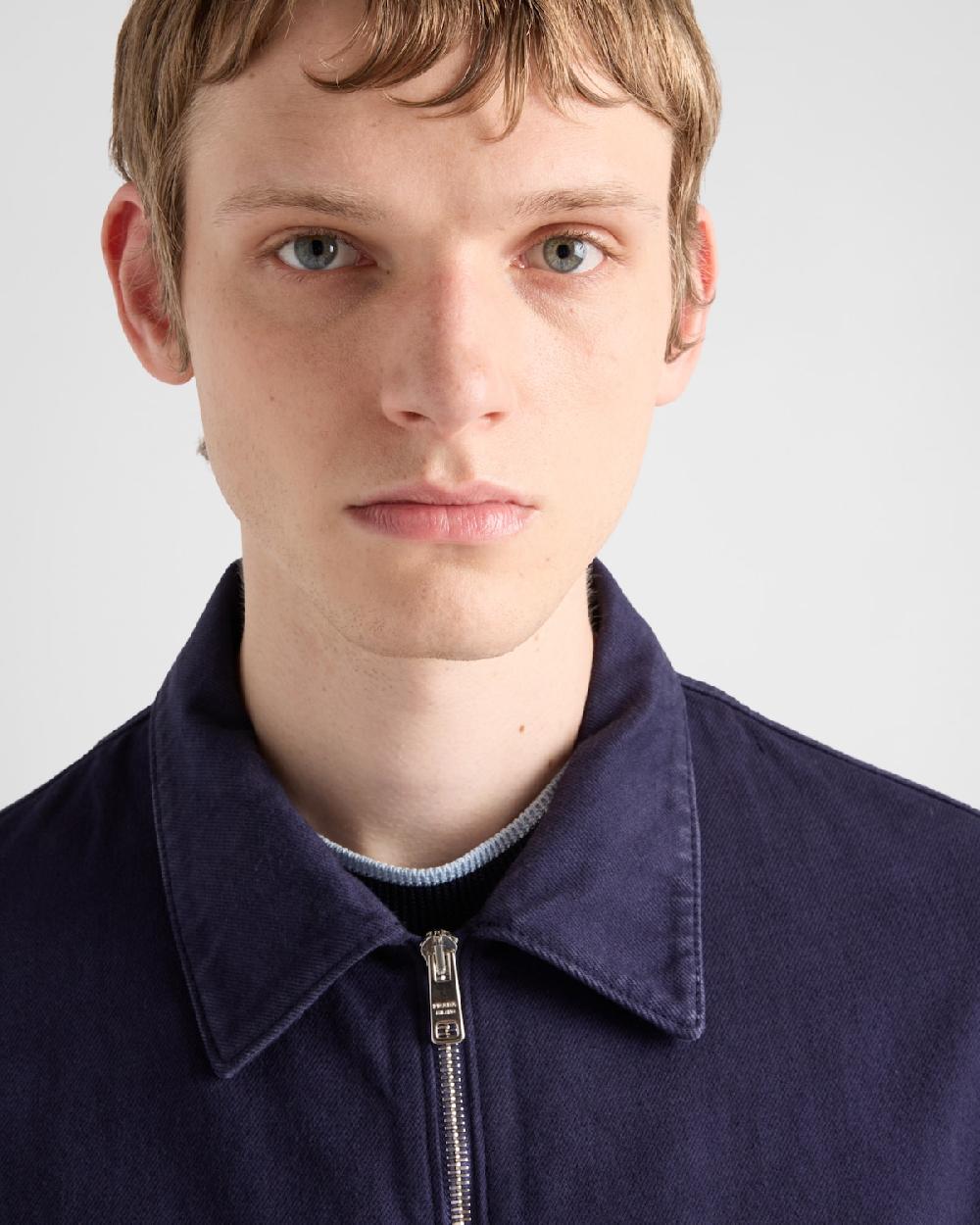 Prada Chaqueta Vaquera De Estilo Envejecido Con Cremallera