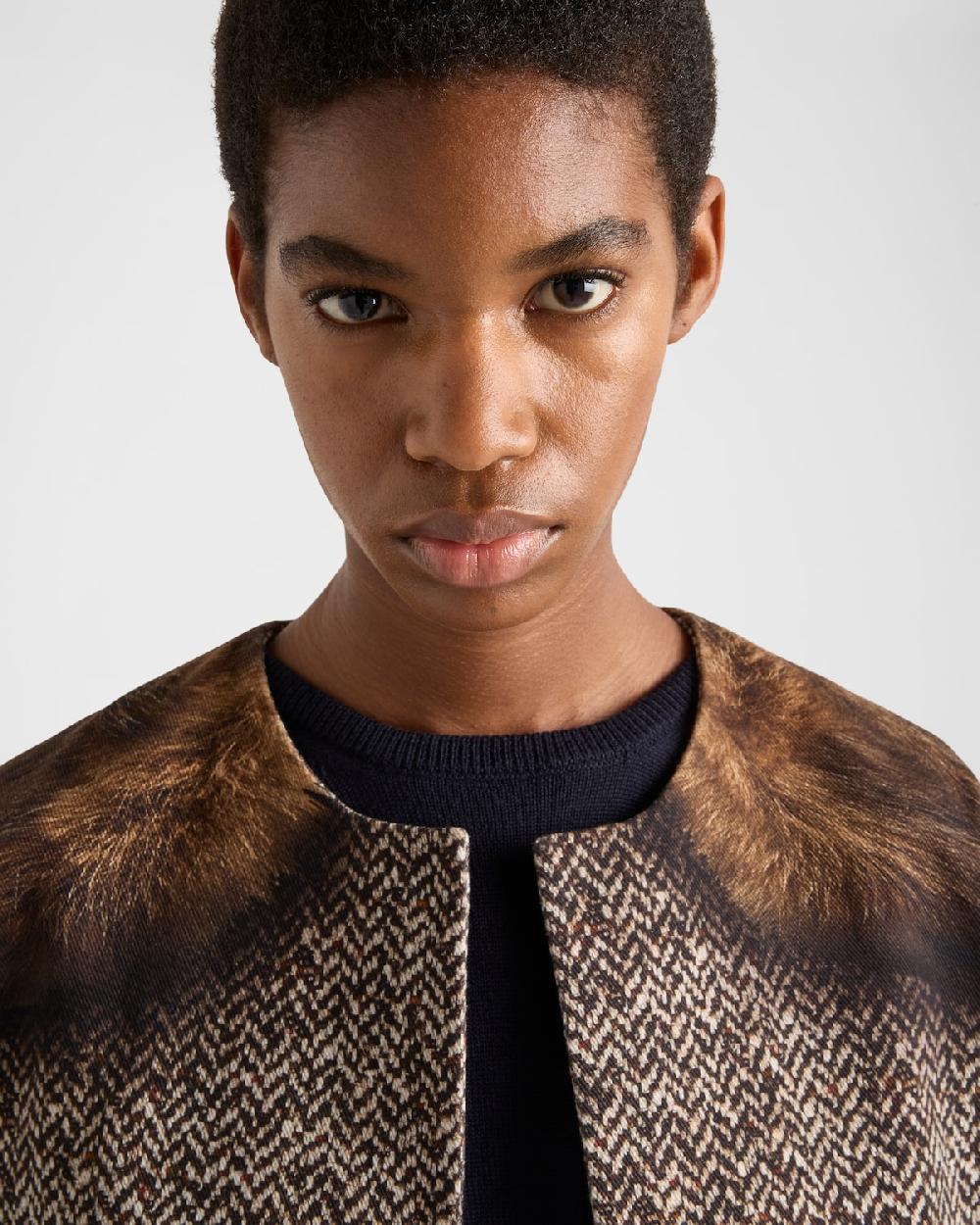 Prada Chaquetón De Botonadura Simple De Dril Estampado