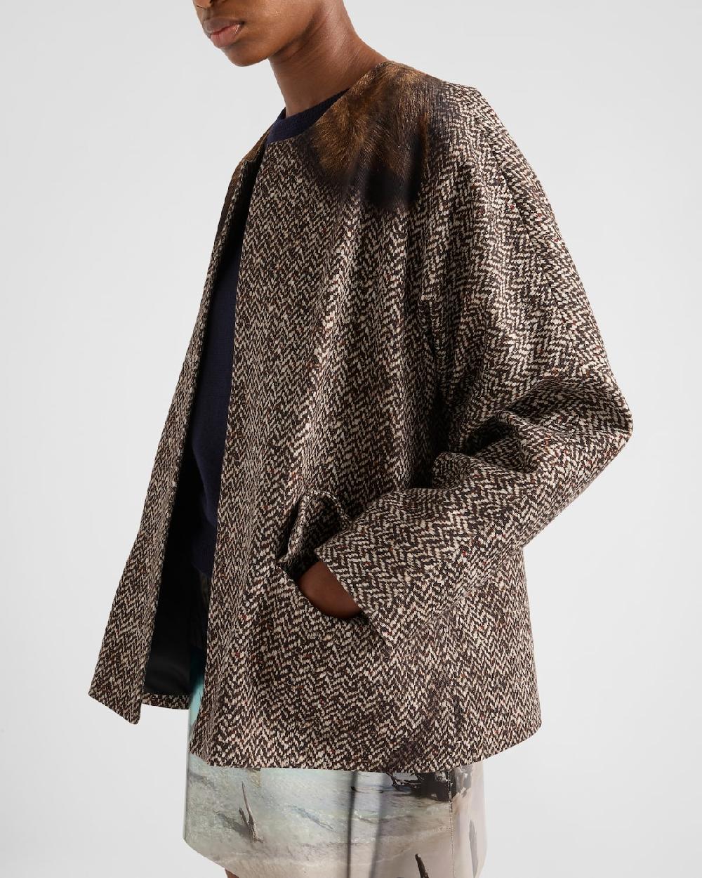 Prada Chaquetón De Botonadura Simple De Dril Estampado