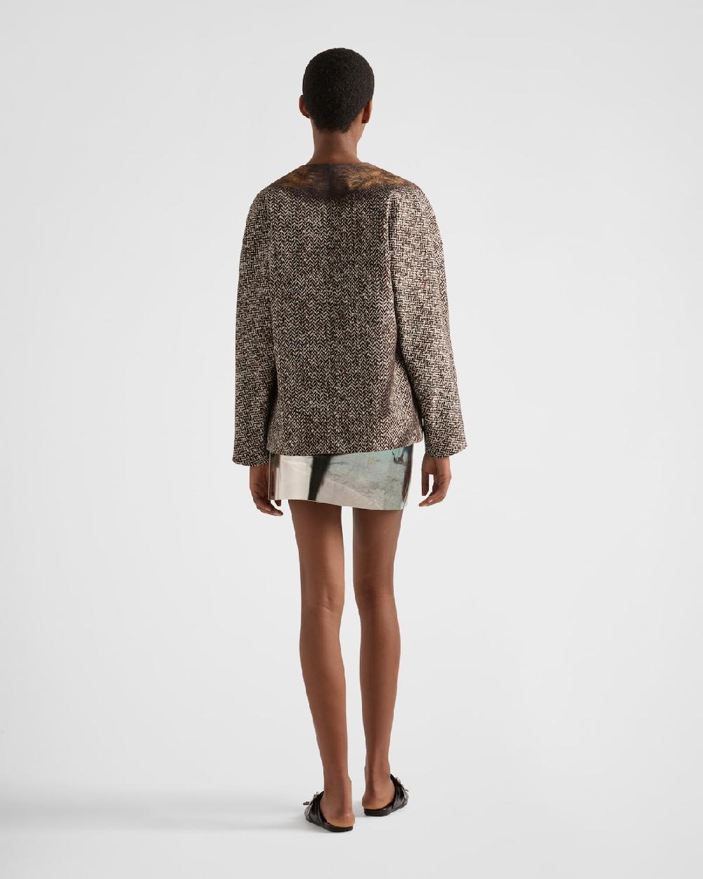 Prada Chaquetón De Botonadura Simple De Dril Estampado