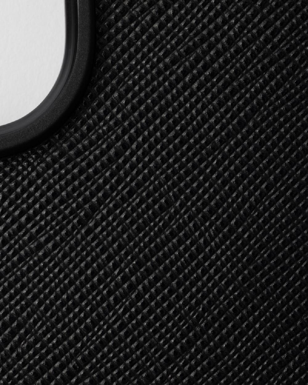 Prada Funda de piel Saffiano para iPhone 16 Pro Max con bandolera