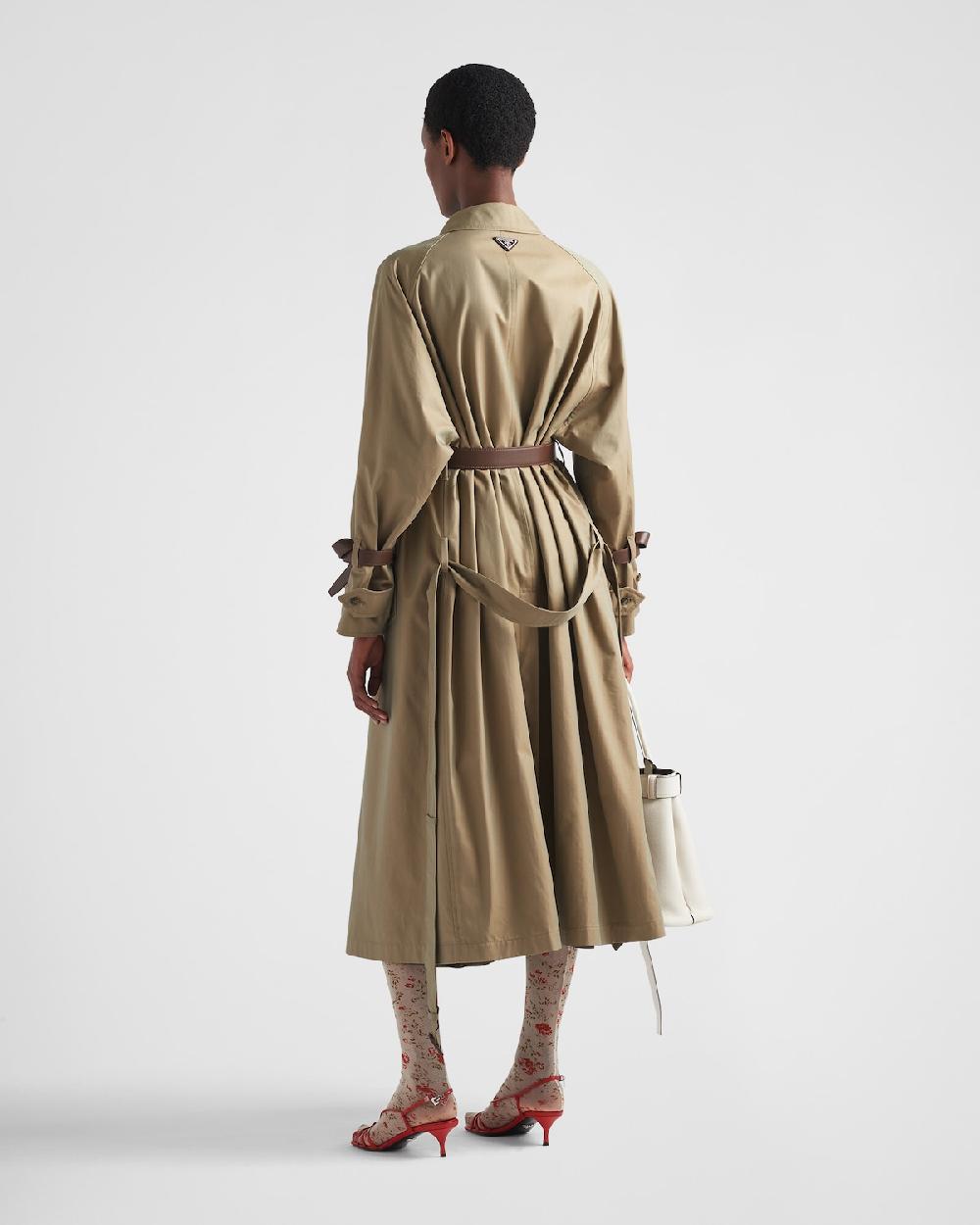 Prada Gabardina De Botonadura Simple De Sarga De Algodón