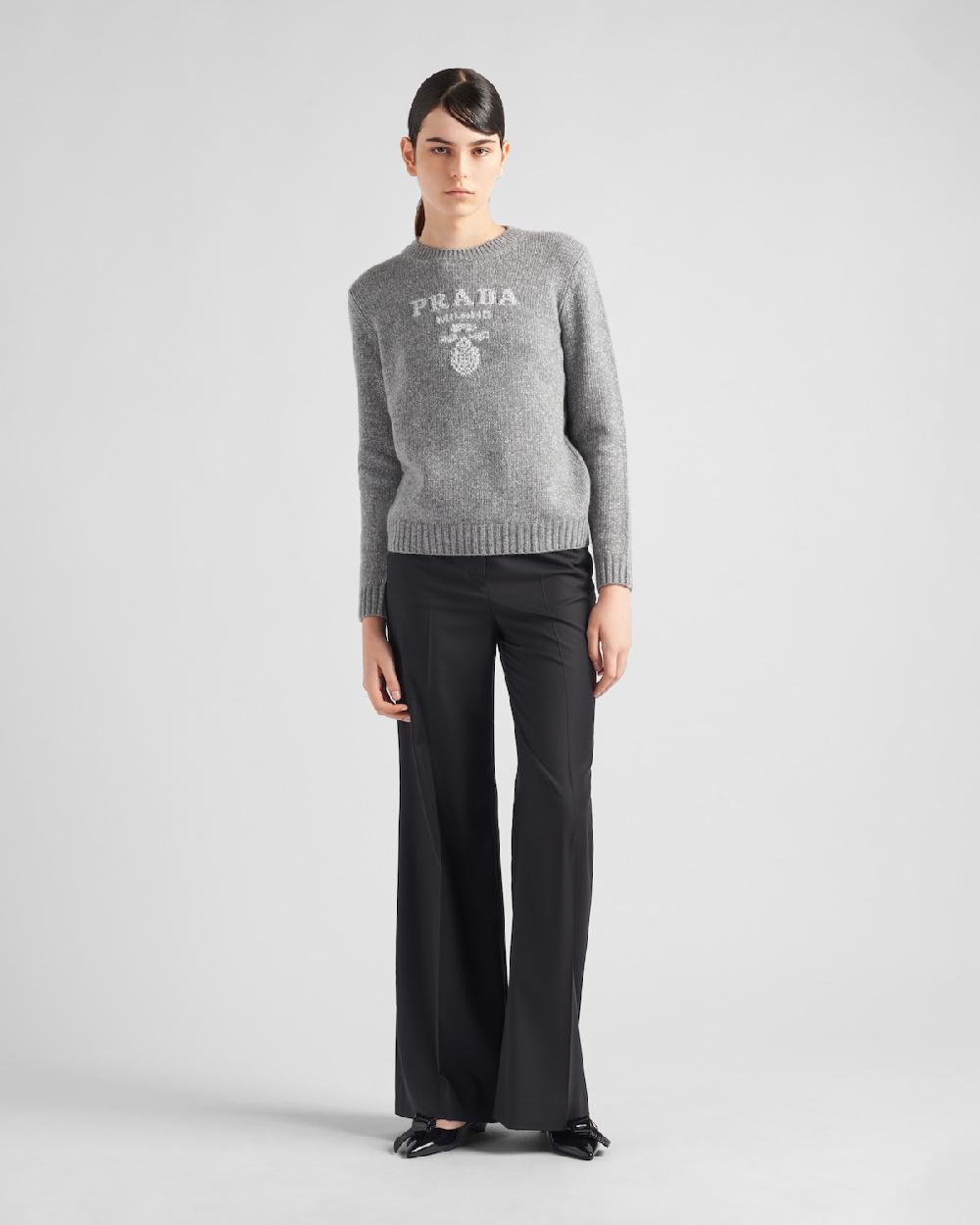 Prada Jersey de lana cachemir y lamé con cuello redondo