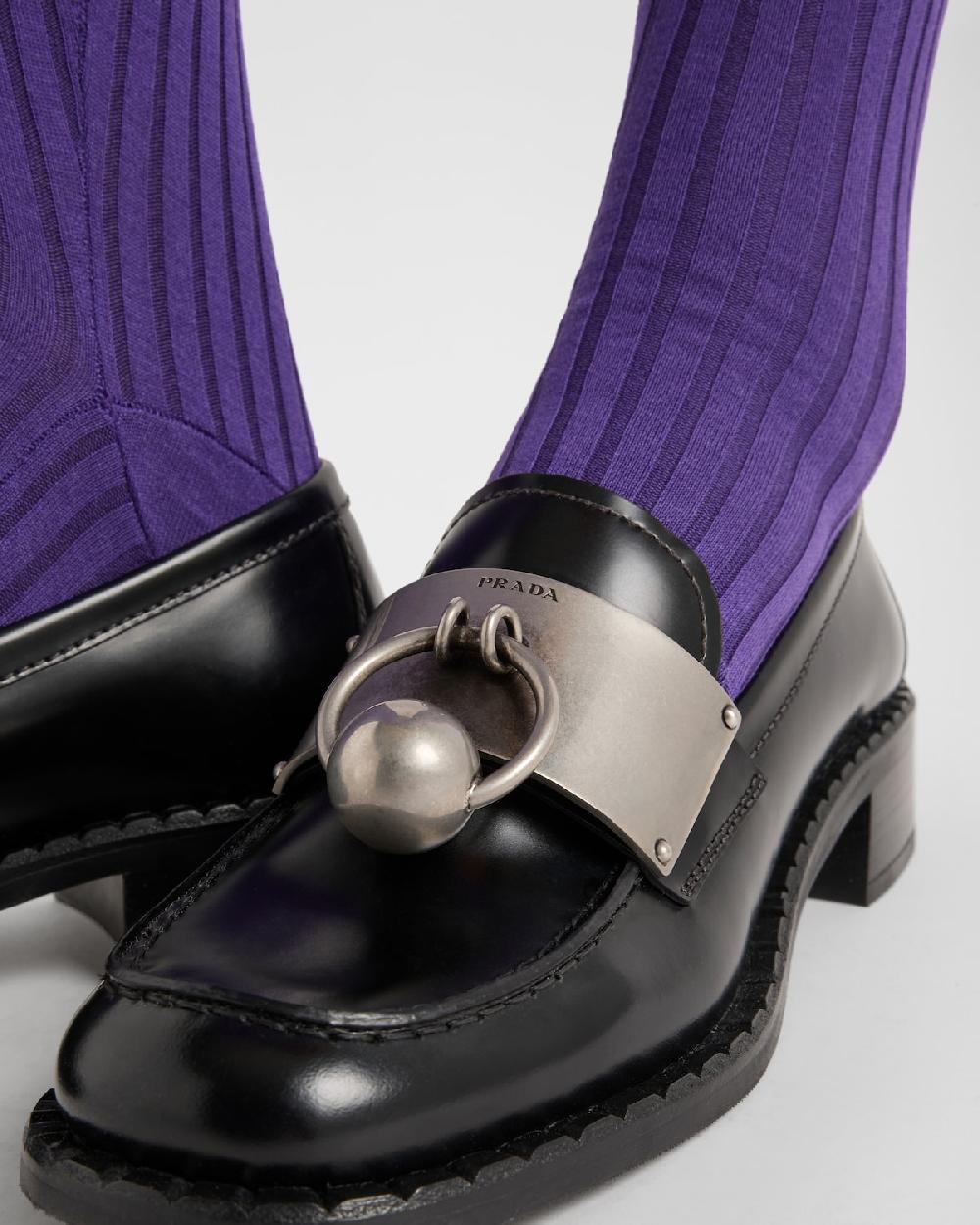 Prada Mocasines De Piel Cepillada Con Detalles De Metal