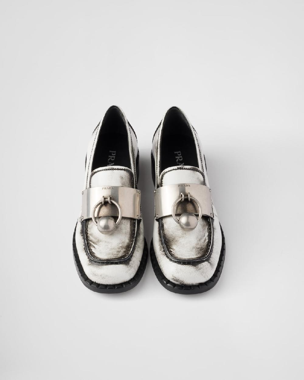 Prada Mocasines De Piel Cepillada Con Detalles De Metal