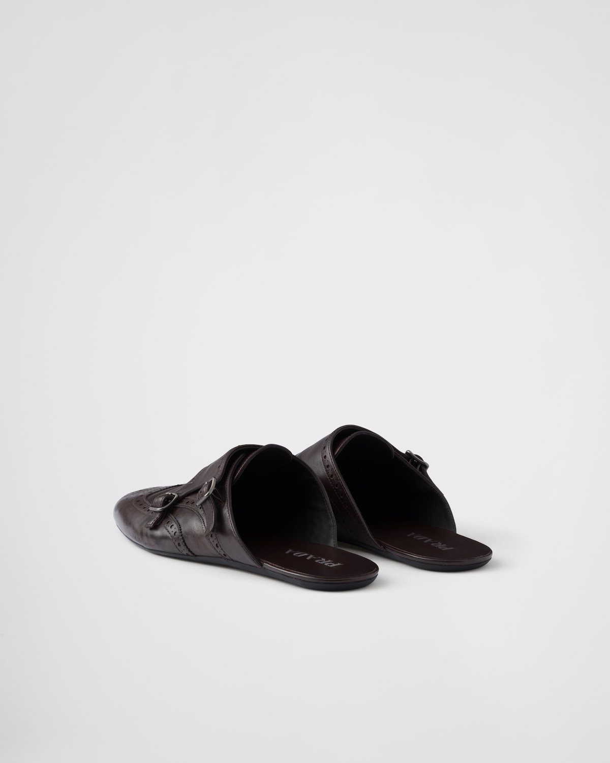 Prada Mules Shuffle De Piel Con Doble Tira De Hebilla