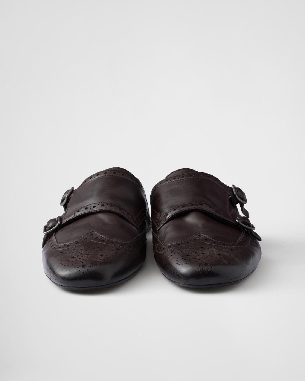 Prada Mules Shuffle De Piel Con Doble Tira De Hebilla