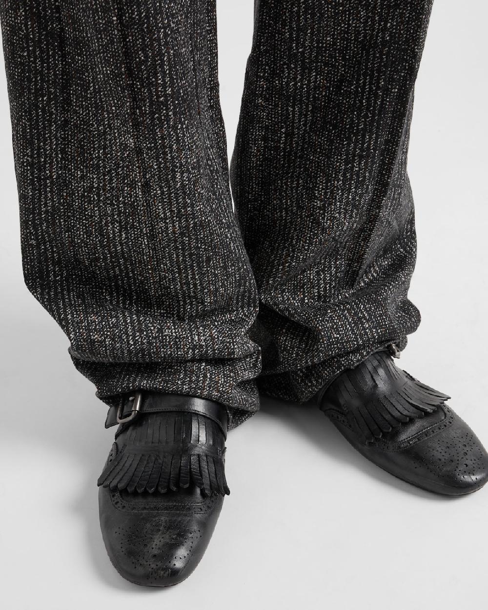 Prada Mules Shuffle De Piel Con Flecos Y Correa De Hebilla