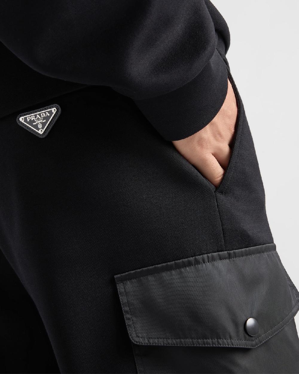 Prada Pantalones De Chándal En Felpa De Algodón Con Detalles De Re-Nylon