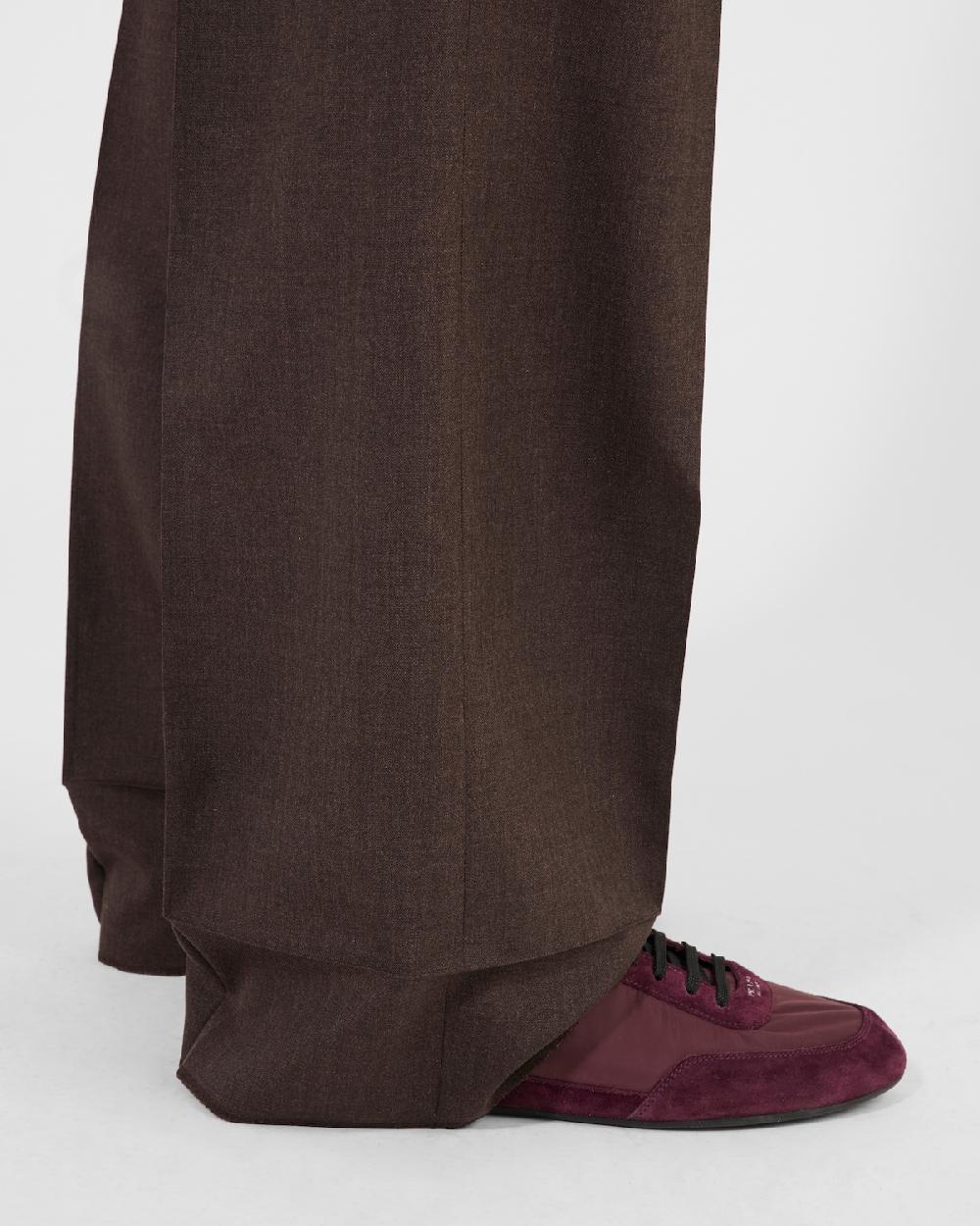 Prada Pantalones De Mohair Y Seda Con Cinturón Estampado