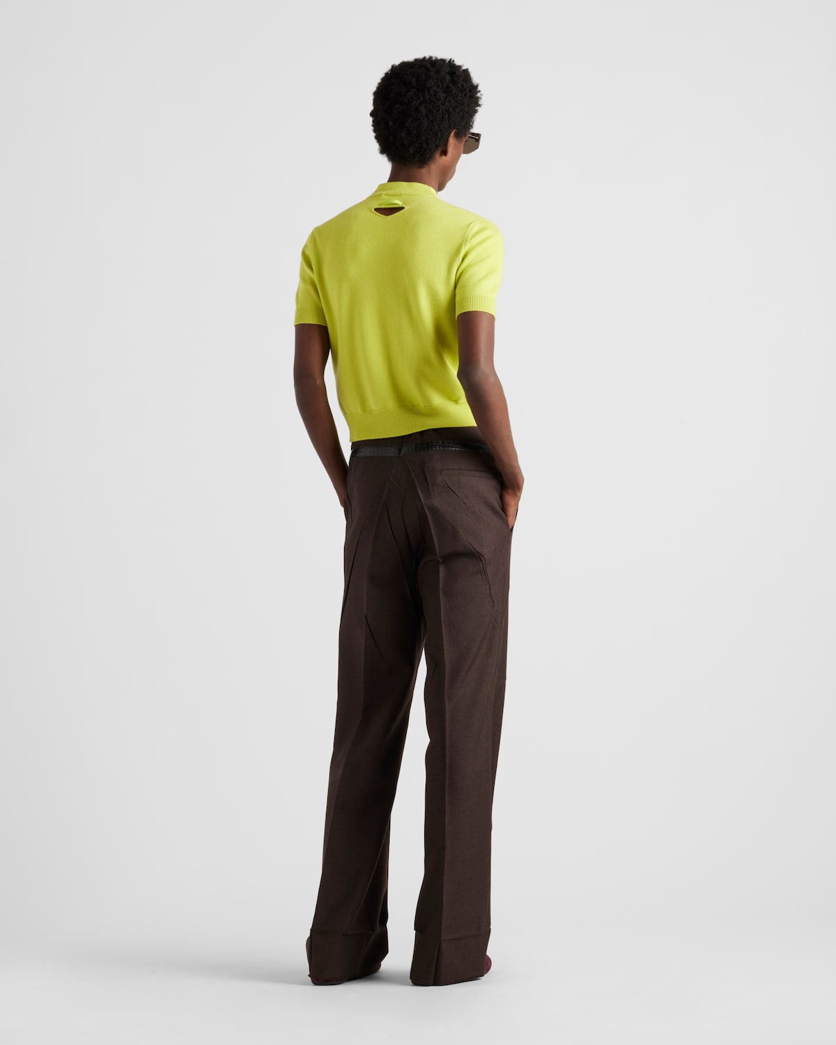 Prada Pantalones De Mohair Y Seda Con Cinturón Estampado