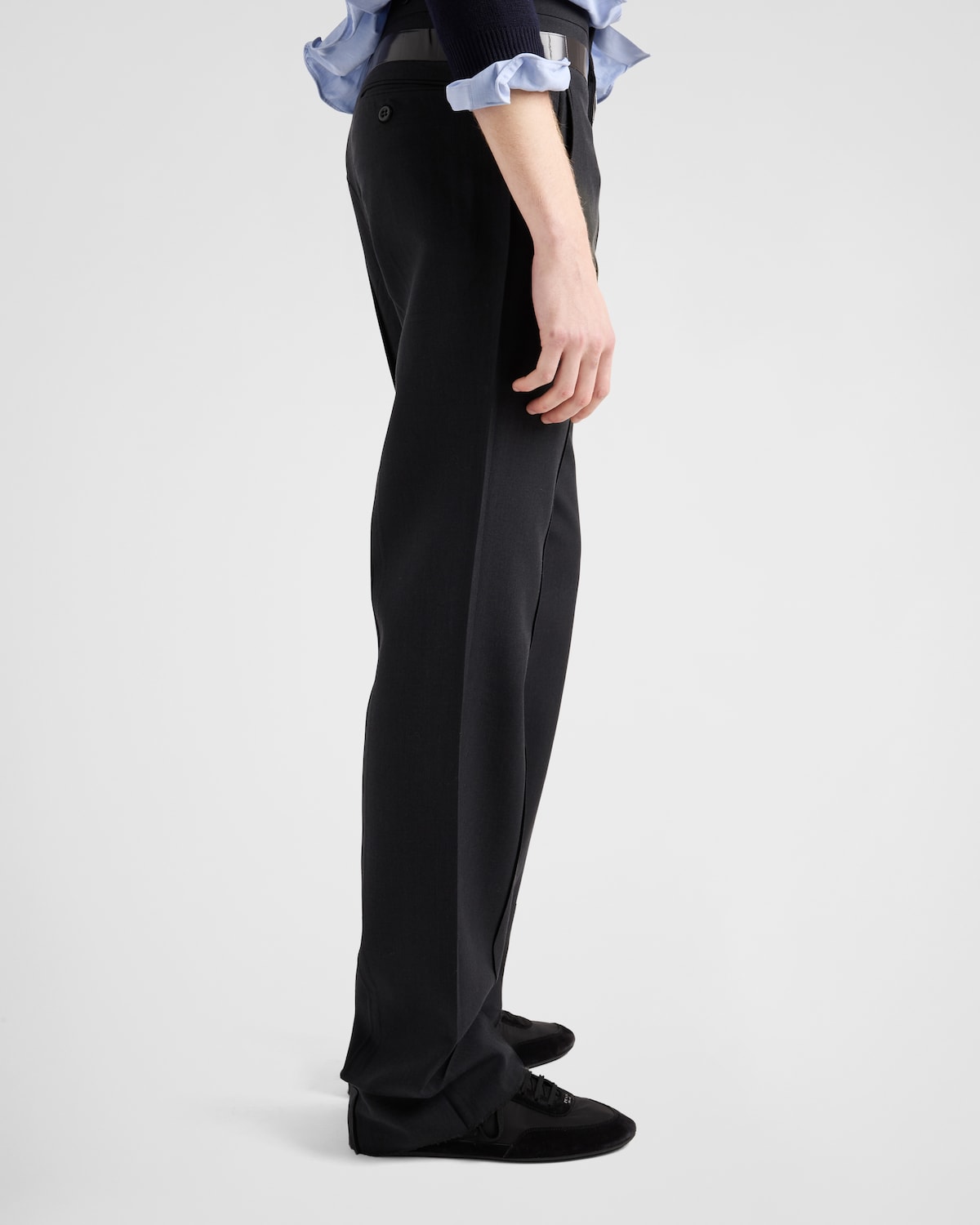 Prada Pantalones De Mohair Y Seda Con Cinturón Estampado