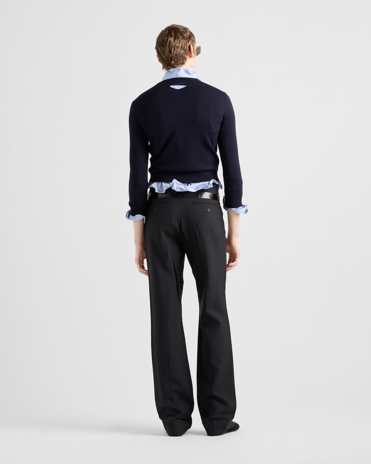 Prada Pantalones De Mohair Y Seda Con Cinturón Estampado