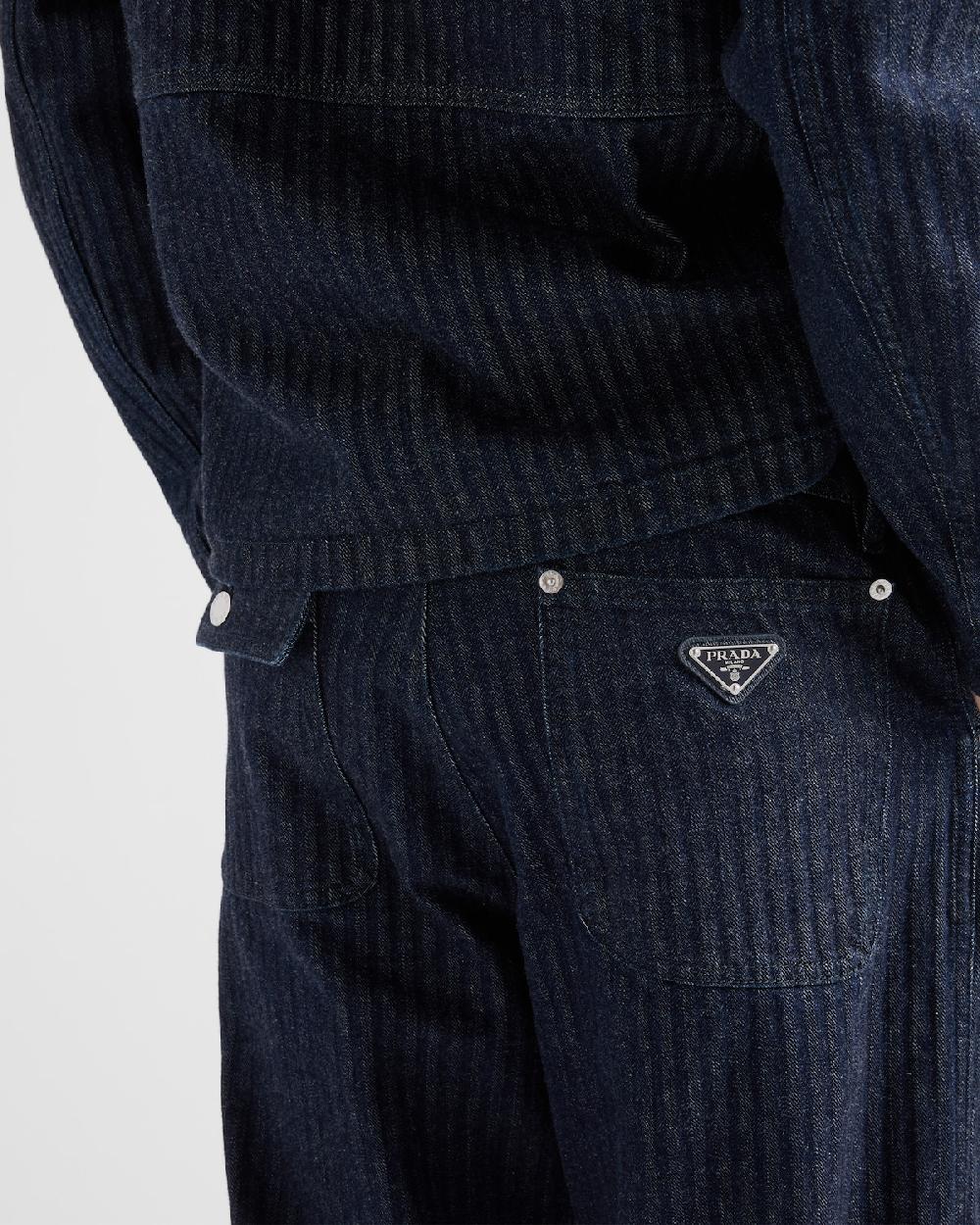 Prada Pantalones En Denim De Chevrón Con Pernera Ancha