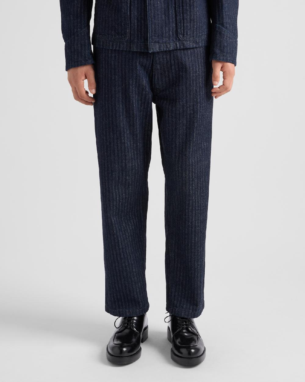 Prada Pantalones En Denim De Chevrón Con Pernera Ancha