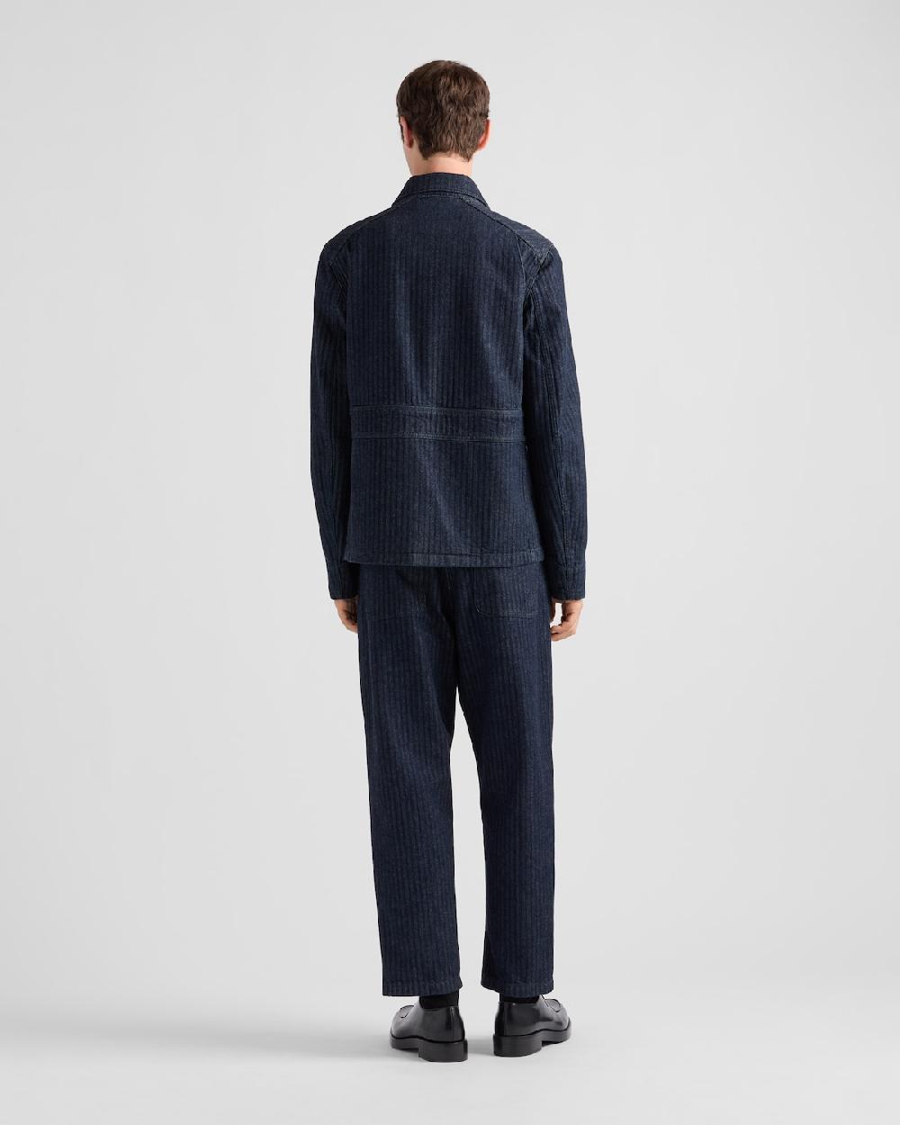 Prada Pantalones En Denim De Chevrón Con Pernera Ancha