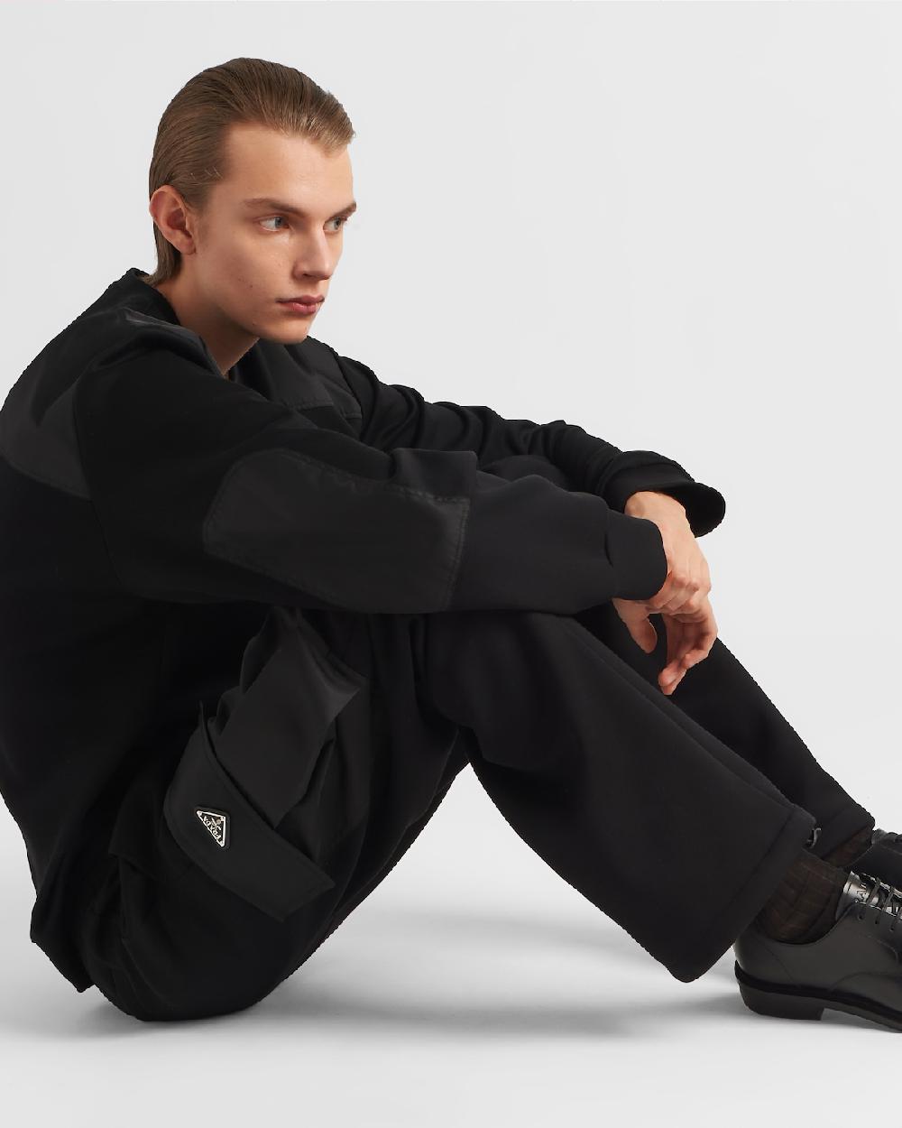 Prada Pantalones En Felpa De Algodón Con Detalles De Re-Nylon